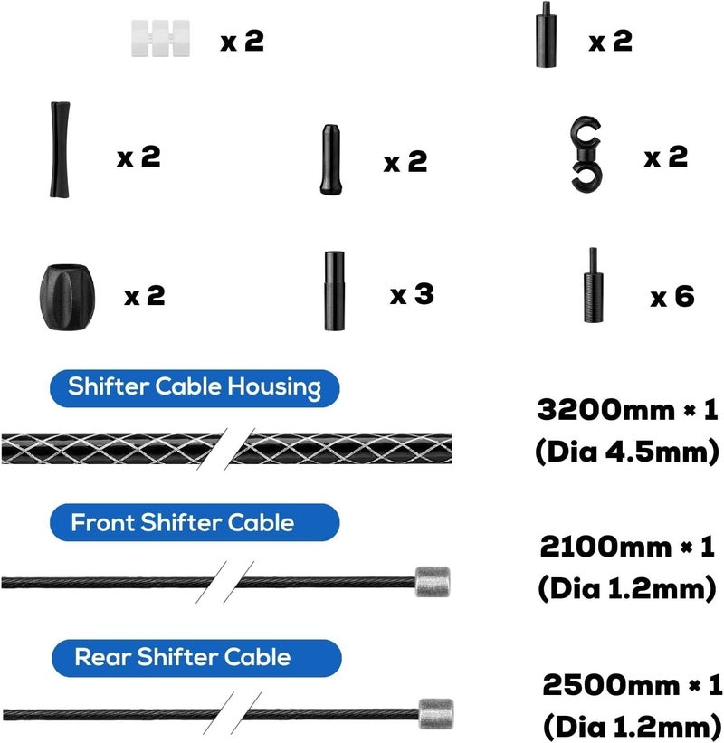 corki Cycles Bike Shifter Cable Housing Kit PRO for Shimano/SRAM/MicroShift - Braided Housing & Teflon Coated Stainless Inner Cables for Road Bikes and MTB Bicycles - Image 3